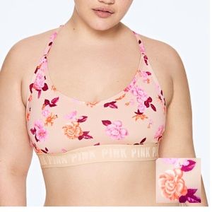Floral VS PINK strapped back sports bra